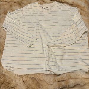 Frank & Eileen White and Blue Striped Long Sleeve Tee